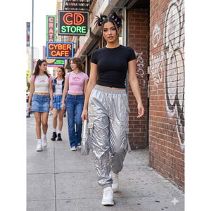 Tenth House Titanium Silver Y2K Cargo Jogger Pants